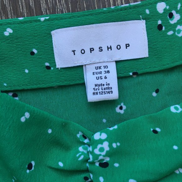 Topshop Green Floral Print Peplum Cami - Sz 6 - Picture 4 of 5